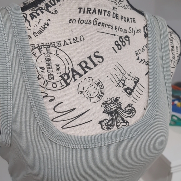 ZARA | Women's Greenish/Grey Washed Effect Distressed Ribbed Cropped Top - Picture 2 of 4